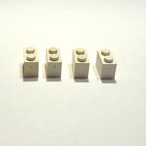 Vintage 1980's Lego Parts - White 1x2 - 4 Pieces (LGP-13)
